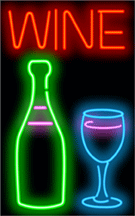 Wine with Wine Bottle and Glass Neon Sign