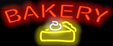 Bakery w/Cake Graphic (White) Neon Sign