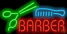 Barber w/ Scissors and Comb Neon Sign