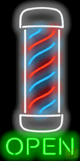 Barber Pole Open Neon Sign