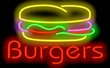 Burgers w/hamburger Neon Sign