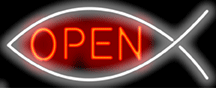 Christian Fish OPEN Neon Sign