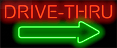 Drive-Thru w/Arrow Neon Sign