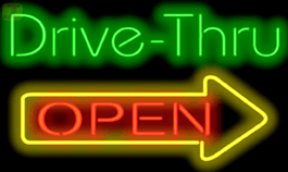 Drive-Thru Open Neon Sign Large