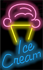 Ice Cream Cone w/Message (Choose from 6 stock messages) Neon Sign