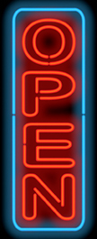 Open w/Border (Vertical) Super Sized Neon Sign