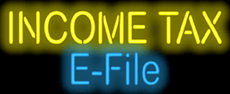 Income Tax  E- File Neon Sign