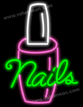 Nails w/ Bottle Neon Sign