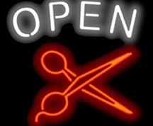 Open w/ Animated Scissors  Neon Sign