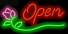 Rose Neon Open Sign Script Style
