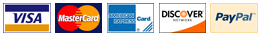 We Gladly Accept Visa, MasterCard, American Express, Discover and PayPal for Payment