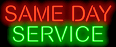Same Day Service Neon Sign