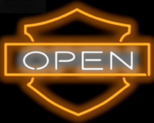 Bar and Shield Open Neon Sign