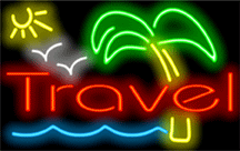 Travel  with Palm Tree Neon Sign
