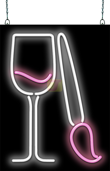 Wine Glass & Paint Brush Graphic Neon Sign