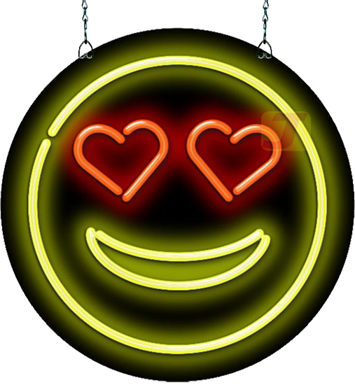 Face with Heart Eyes Emoji Neon Sign