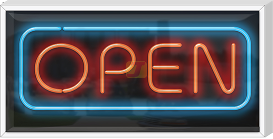 Outdoor Open Neon Sign - Red & Blue