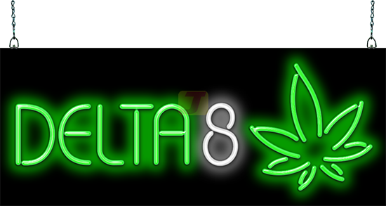 Delta 8 W/ Leaf Neon SignJantec32" x 13"Delta 8 THC Light Smoke Shop 