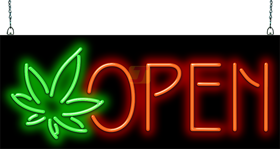 Pot Leaf Open Neon Sign