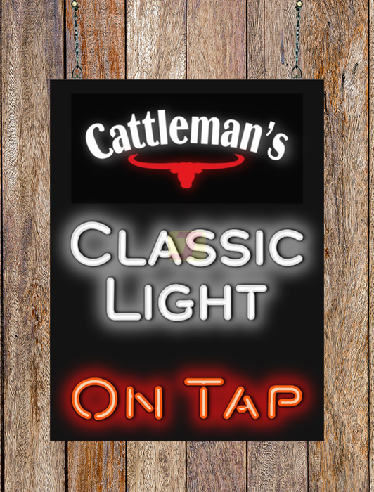 Cattleman's Classic Light On Tap Neon Sign