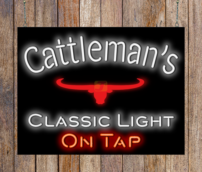 Cattleman's Classic Light On Tap Neon Sign