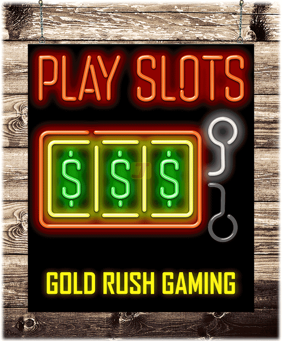 Play Slots Neon Sign with Animated Graphic