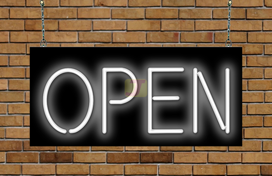 Small White Open Neon Sign