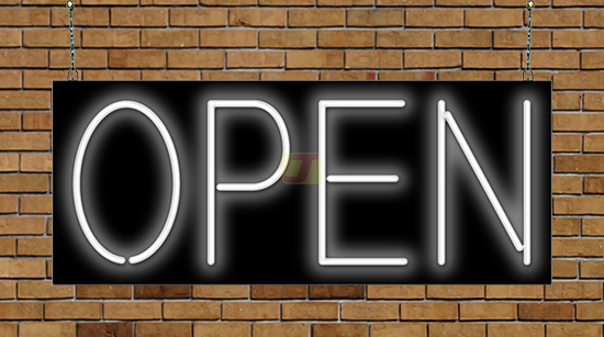White Open Neon Sign