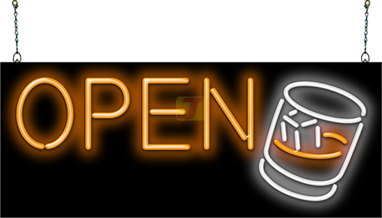 Whiskey Glass Open Neon Sign