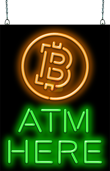 Bitcoin ATM Here Neon Sign