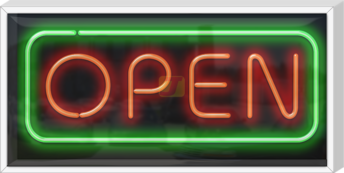 Outdoor Open Neon Sign - Red & Green