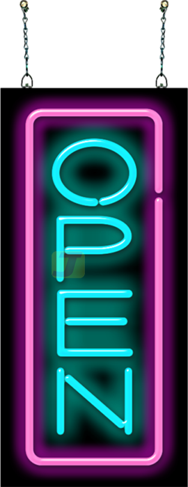 Open Vertical Neon Sign
