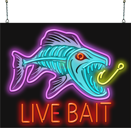 Live Bait with Graphic Neon Sign