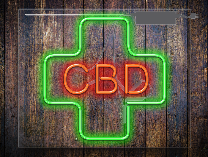 Super-Sized CBD Medical Cross Neon Sign
