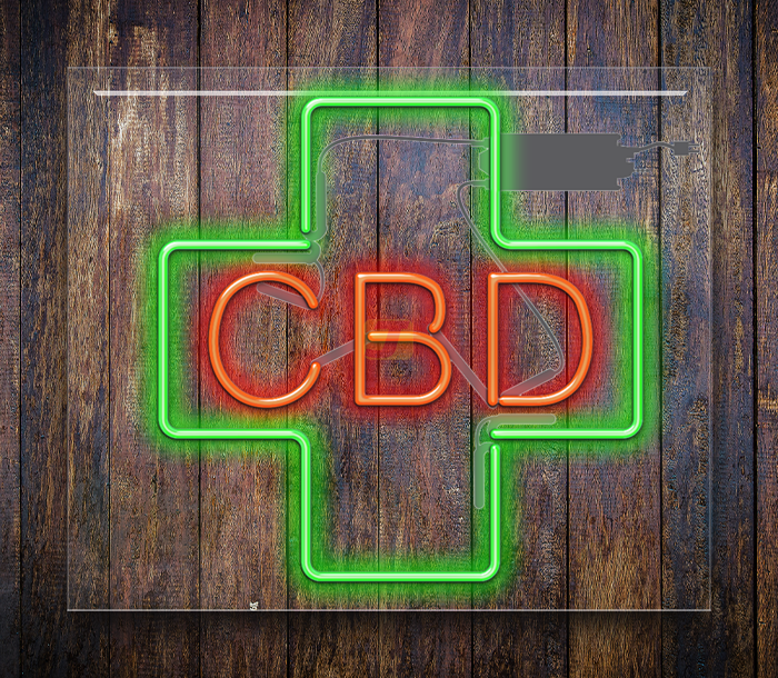 XL CBD Neon Sign with Medical Cross