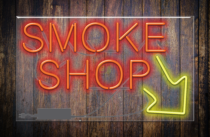 XL Smoke Shop with Right Arrow Neon Sign