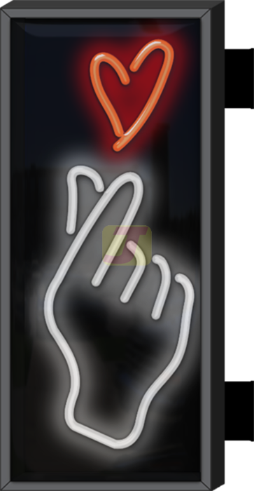 Finger Heart Neon Sign Blade Hanging Double Sidded Encased