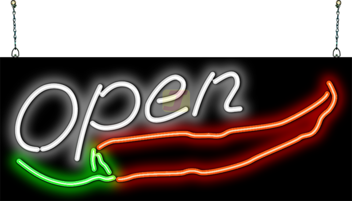 Open with Pepper Neon Sign