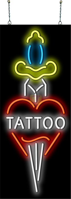 Tattoo with Knife & Heart Neon Sign