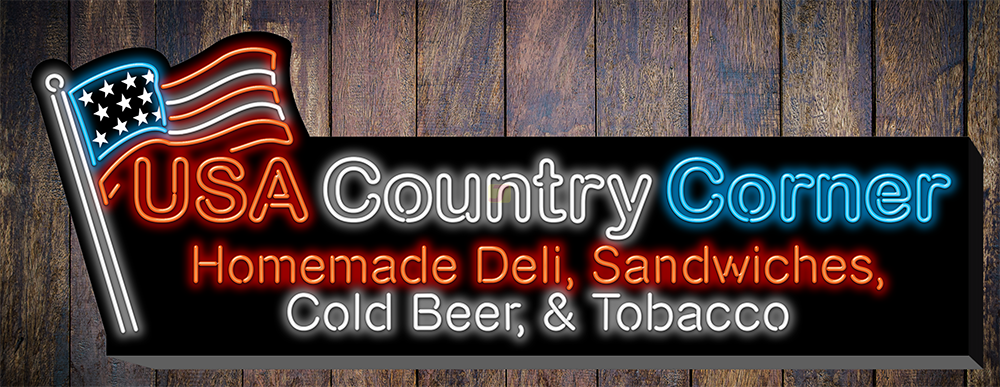 USA Country Corner Vintage Style Neon Sign
