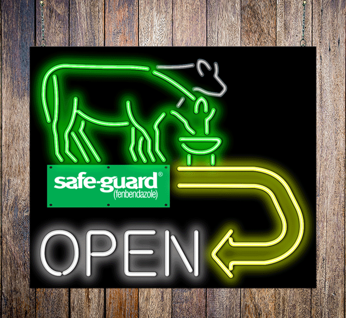 safe-guard Open with Animated Cow Neon Sign