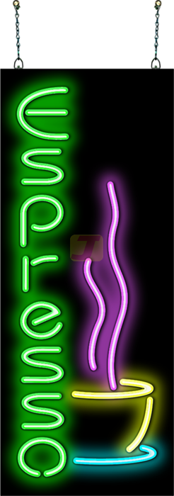 Espresso Neon Sign with Cup Vertical