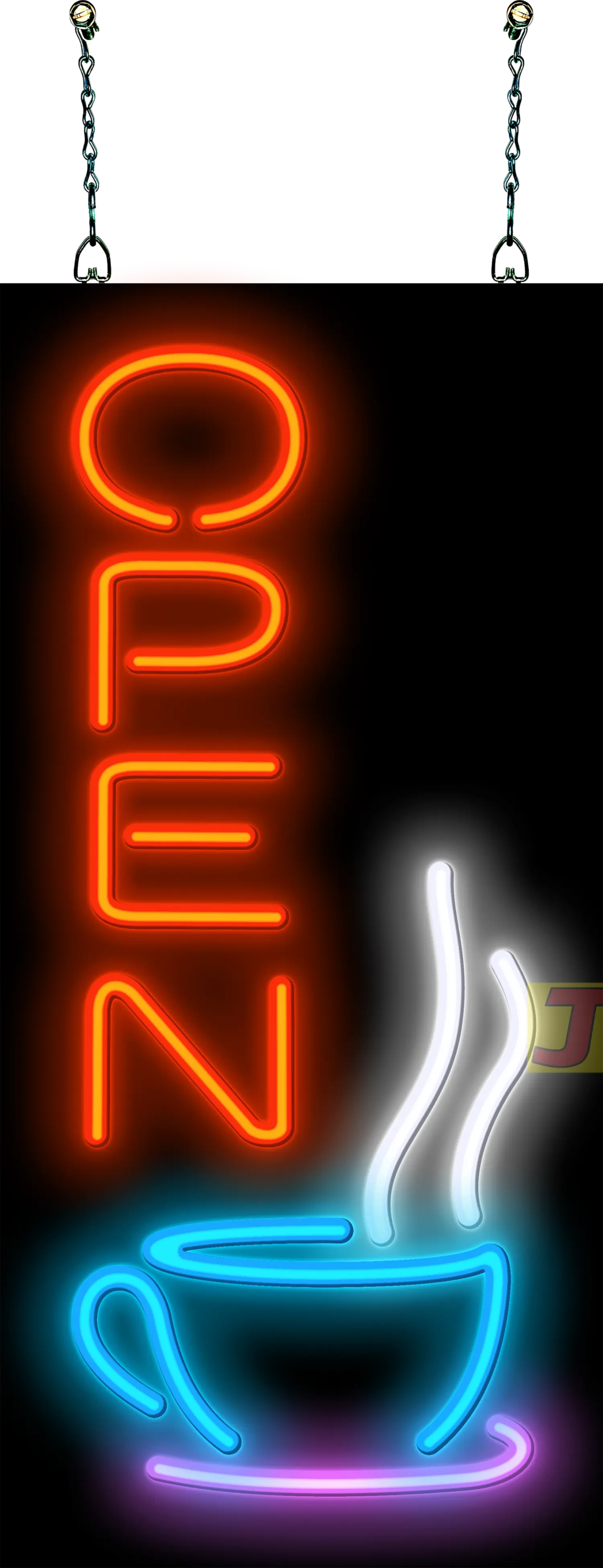 Coffee Cup Open Vertical Neon Sign