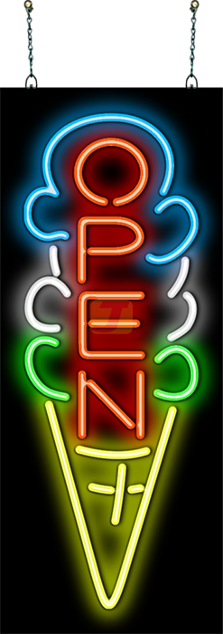 Ice Cream Cone Open Neon Sign