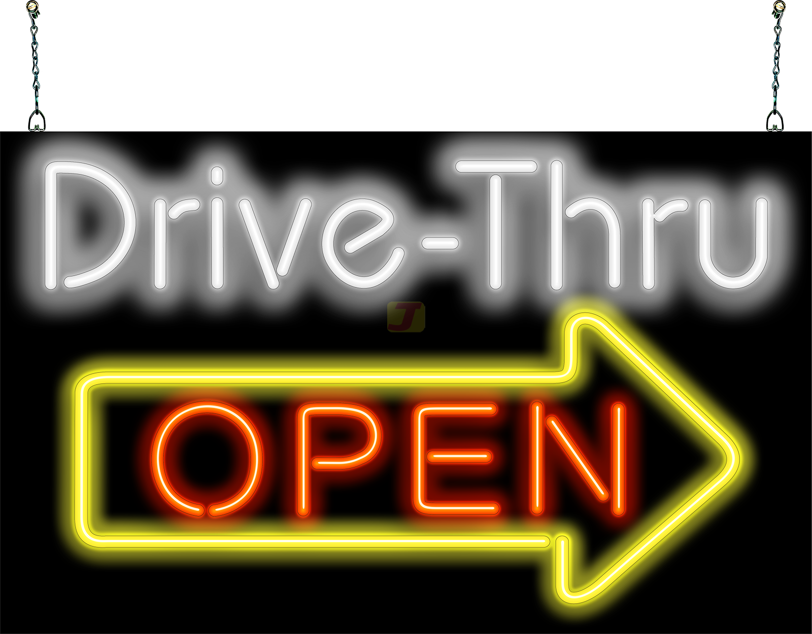 Drive-Thru OPEN Neon Sign with Right Arrow