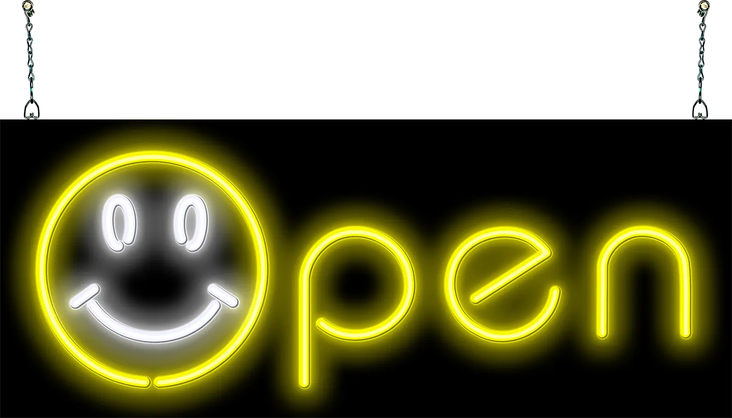 Happy Face Open Neon Sign