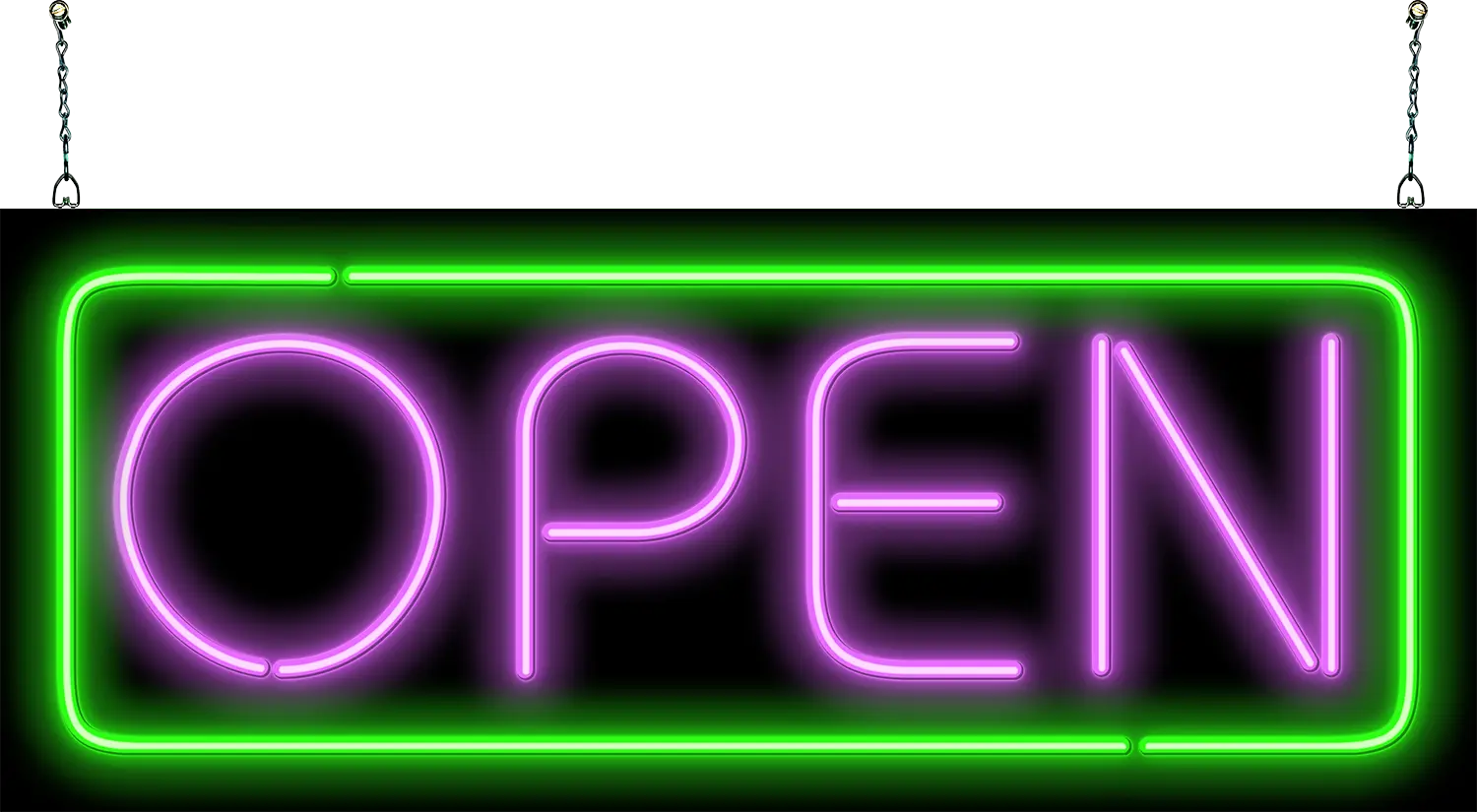 XL Traditional Deluxe Open Neon Sign - Purple & Green