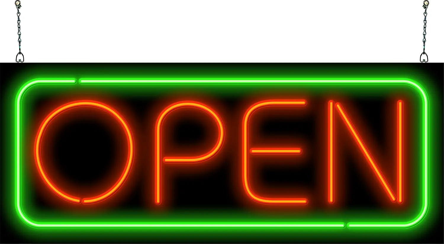 XL Traditional Deluxe Open Neon Sign - Red & Green