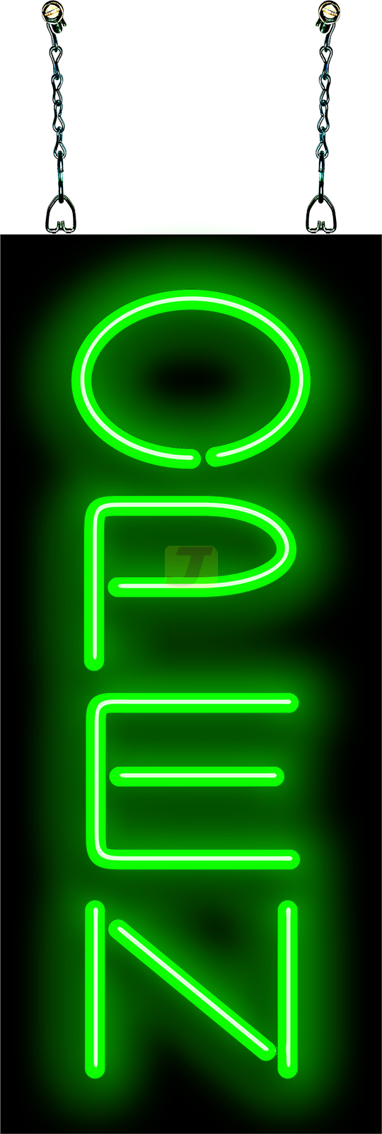 Classic Neon Open Green Sign Vertical