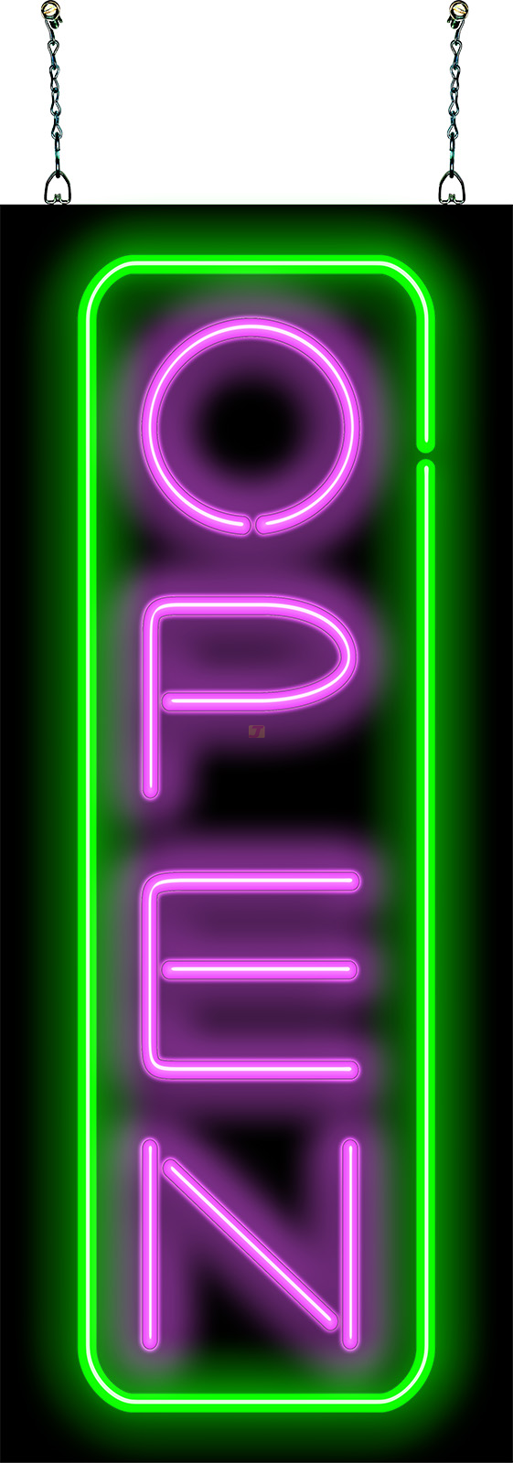 Deluxe Open Vertical Neon Sign - Purple & Green